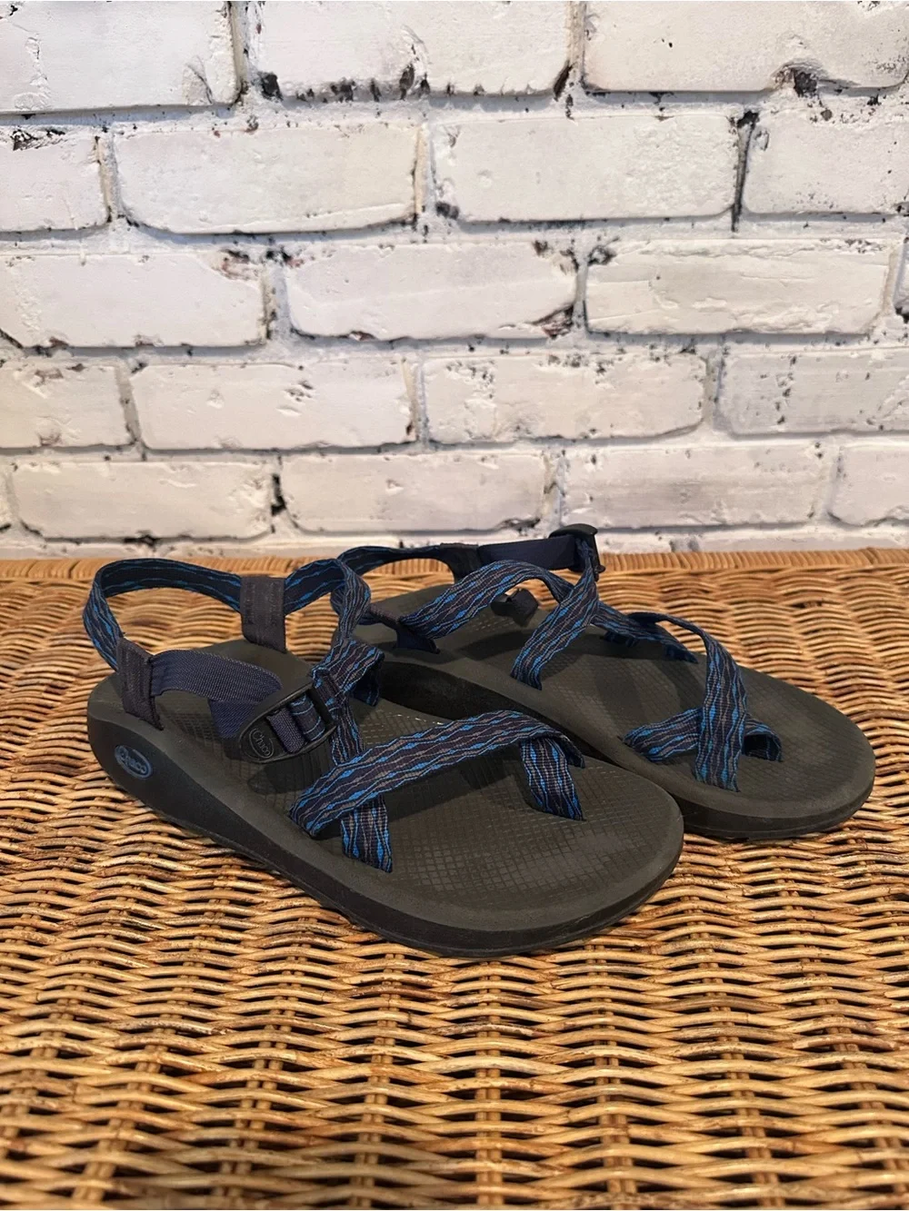 Chaco Men’s Black and Blue Hiking Casual Sandals Size 12